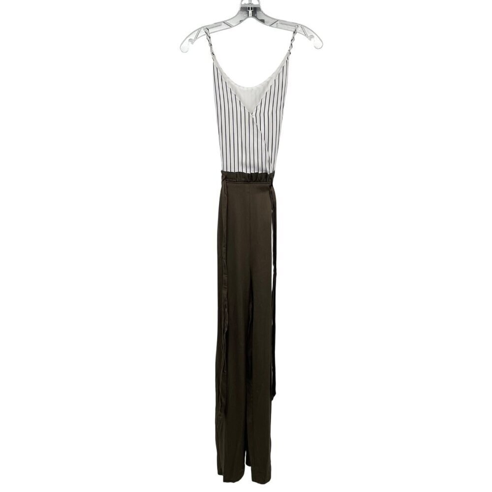 HYFVE Womens Sleevless Jumpsuit Belted Green/Multi Size Medium Pockets